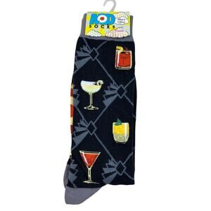 NWT Mod Socks Men's Size 10-13 Black Cocktail Crew Socks